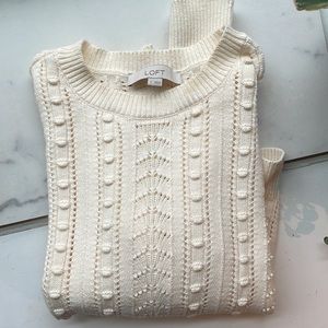 Loft Pointelle Sweater in Cream